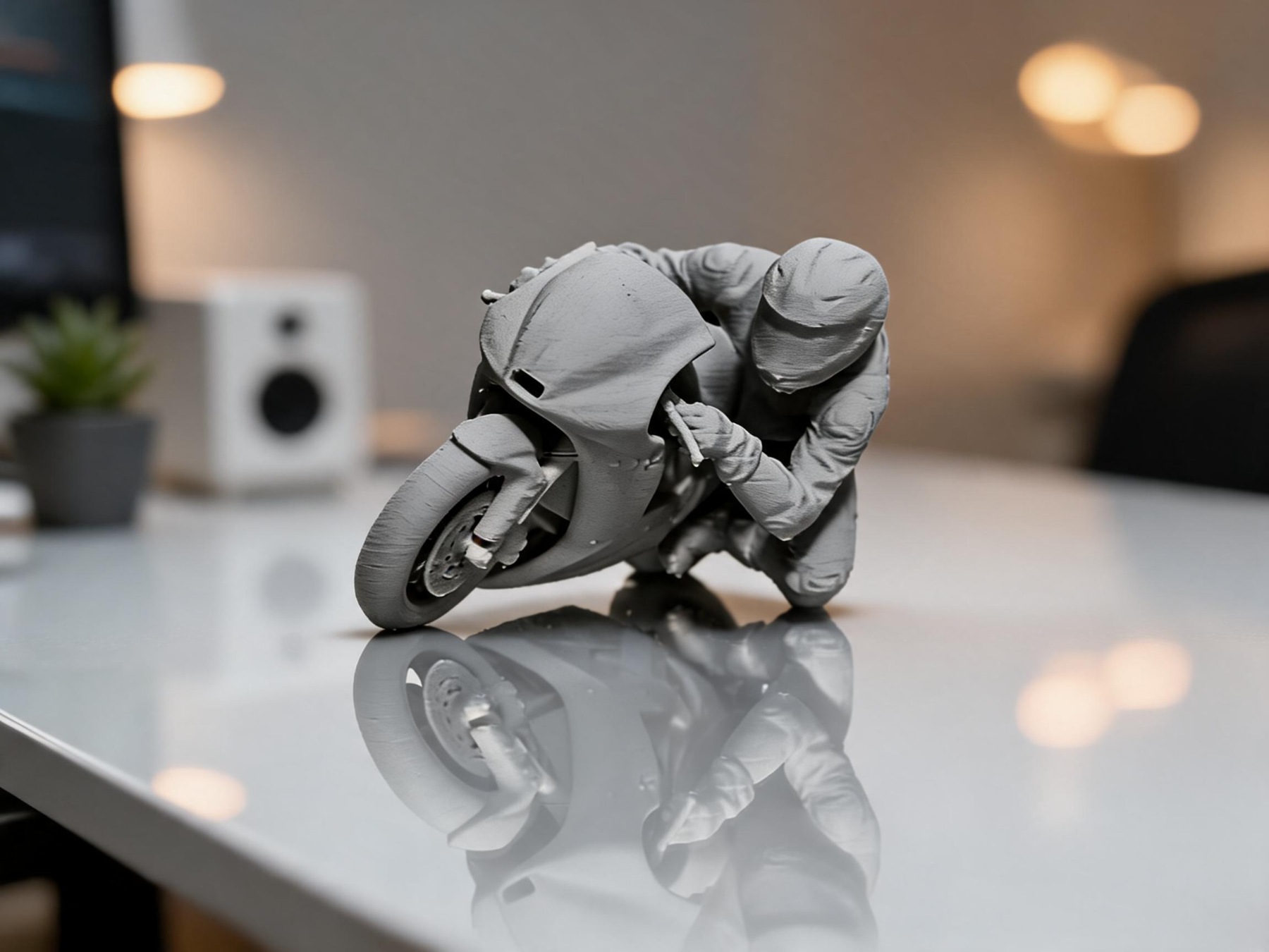 Visuel de référence : Sculpture de pilote en virage