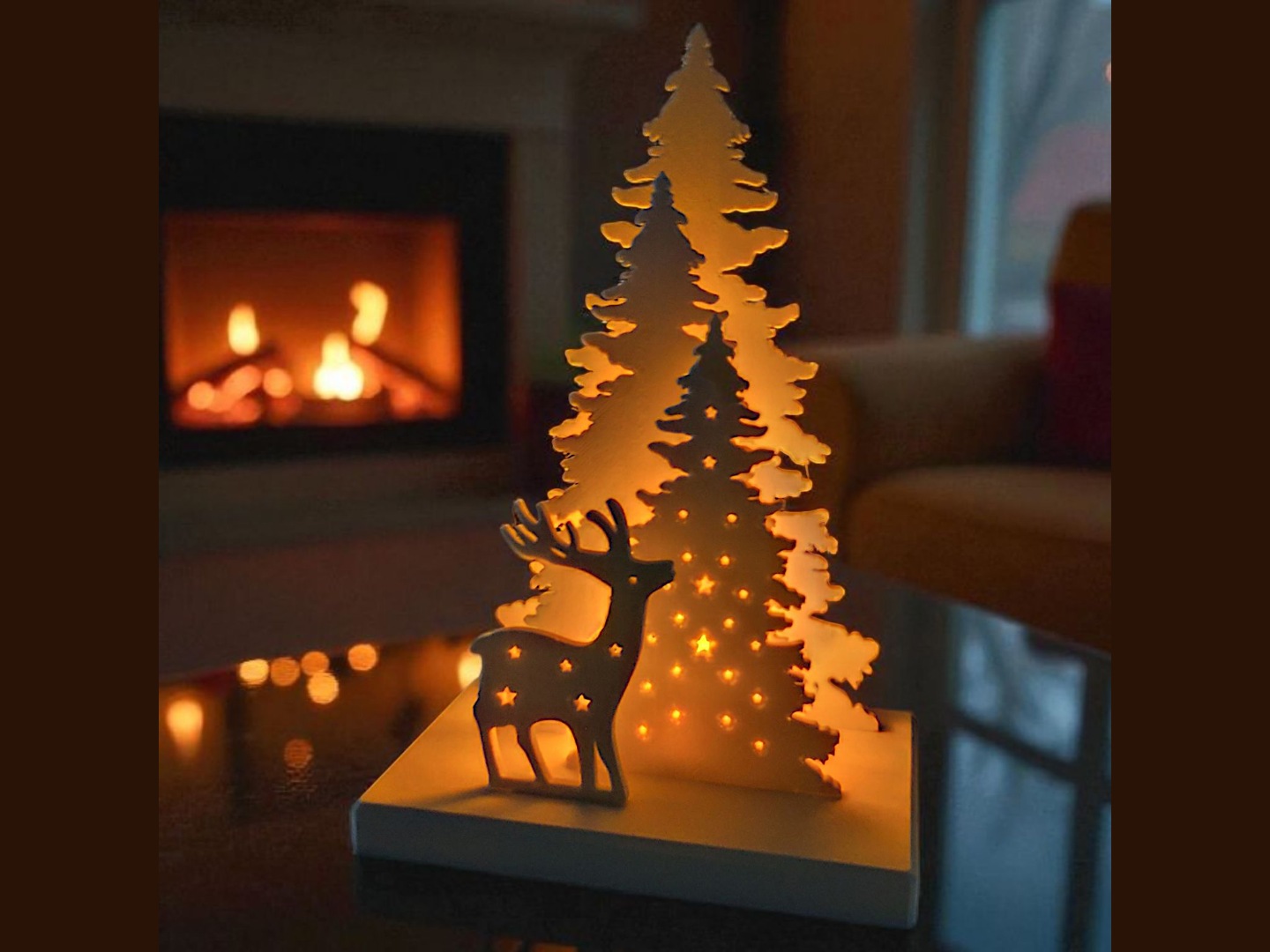 Visuel de référence : Scène renne et sapins
