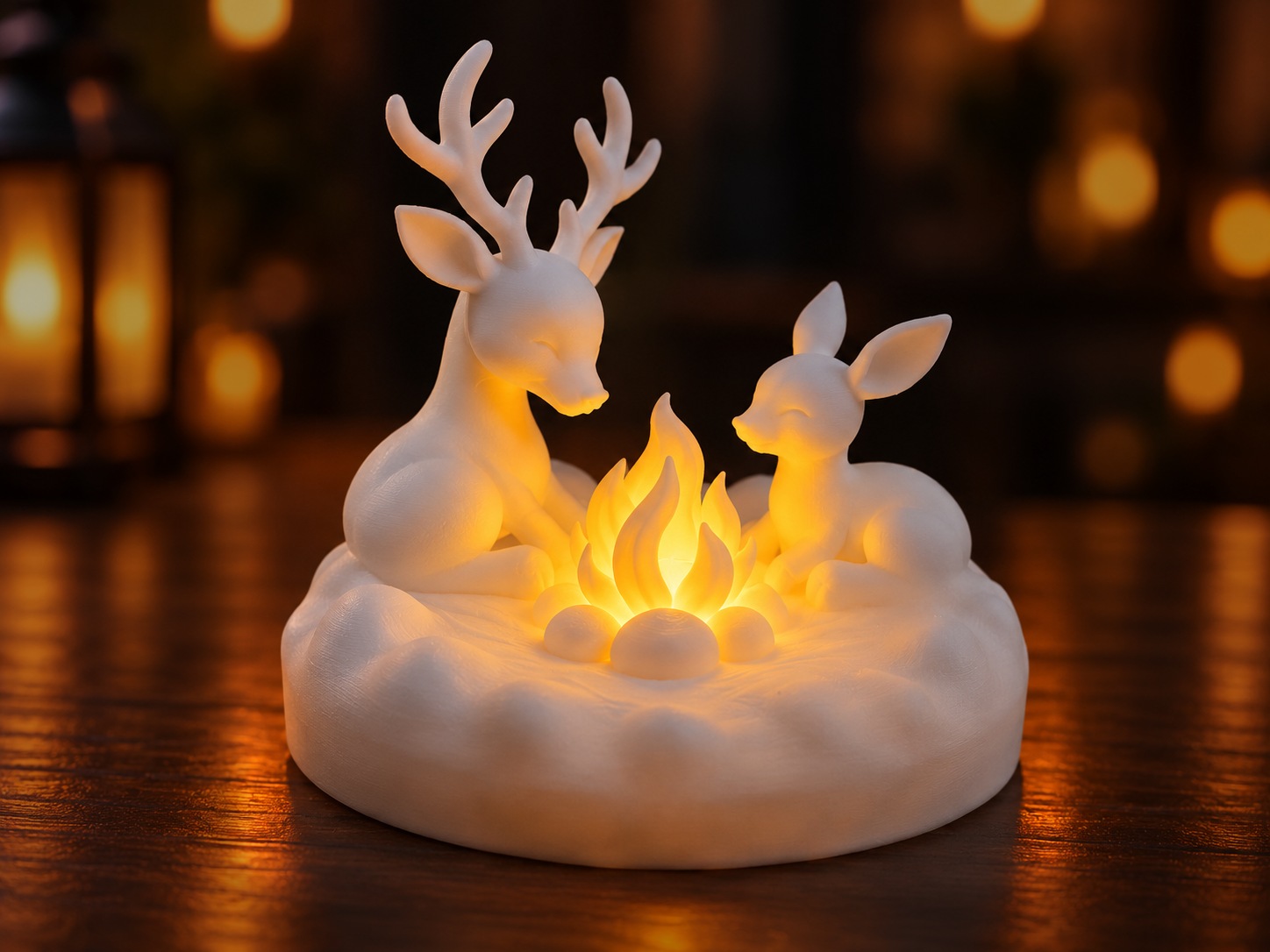 Visuel de référence : Scène de cerf au feu LED
