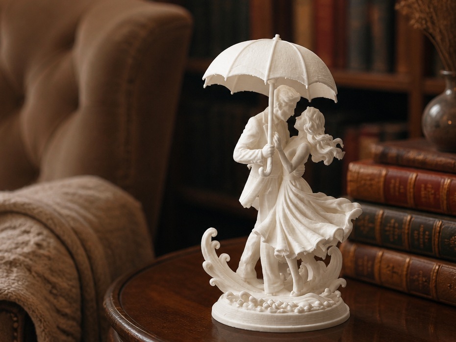 Visuel de référence : Couple sous la pluie