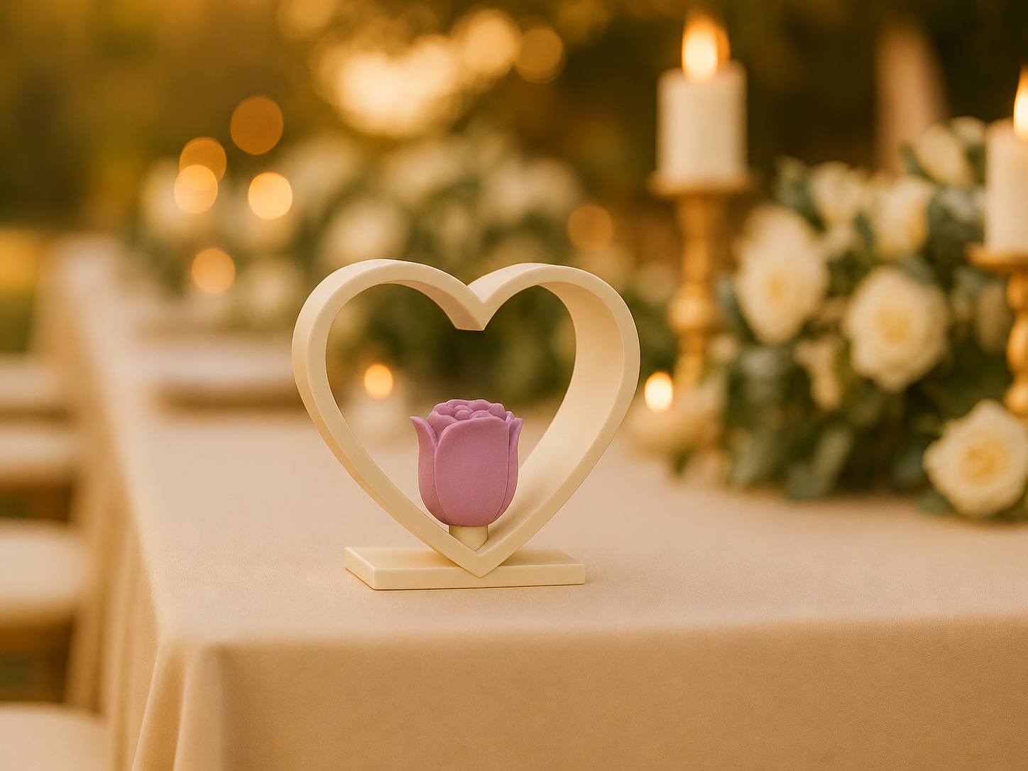 Visuel de référence : Cœur de mariage et rose