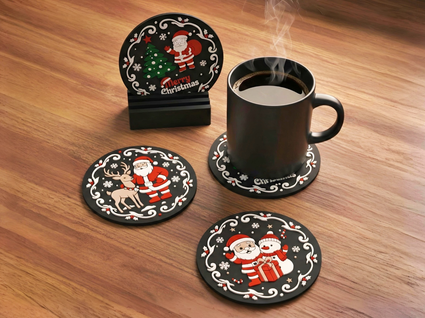 Visuel de référence : Sous-verres de Noël avec support
