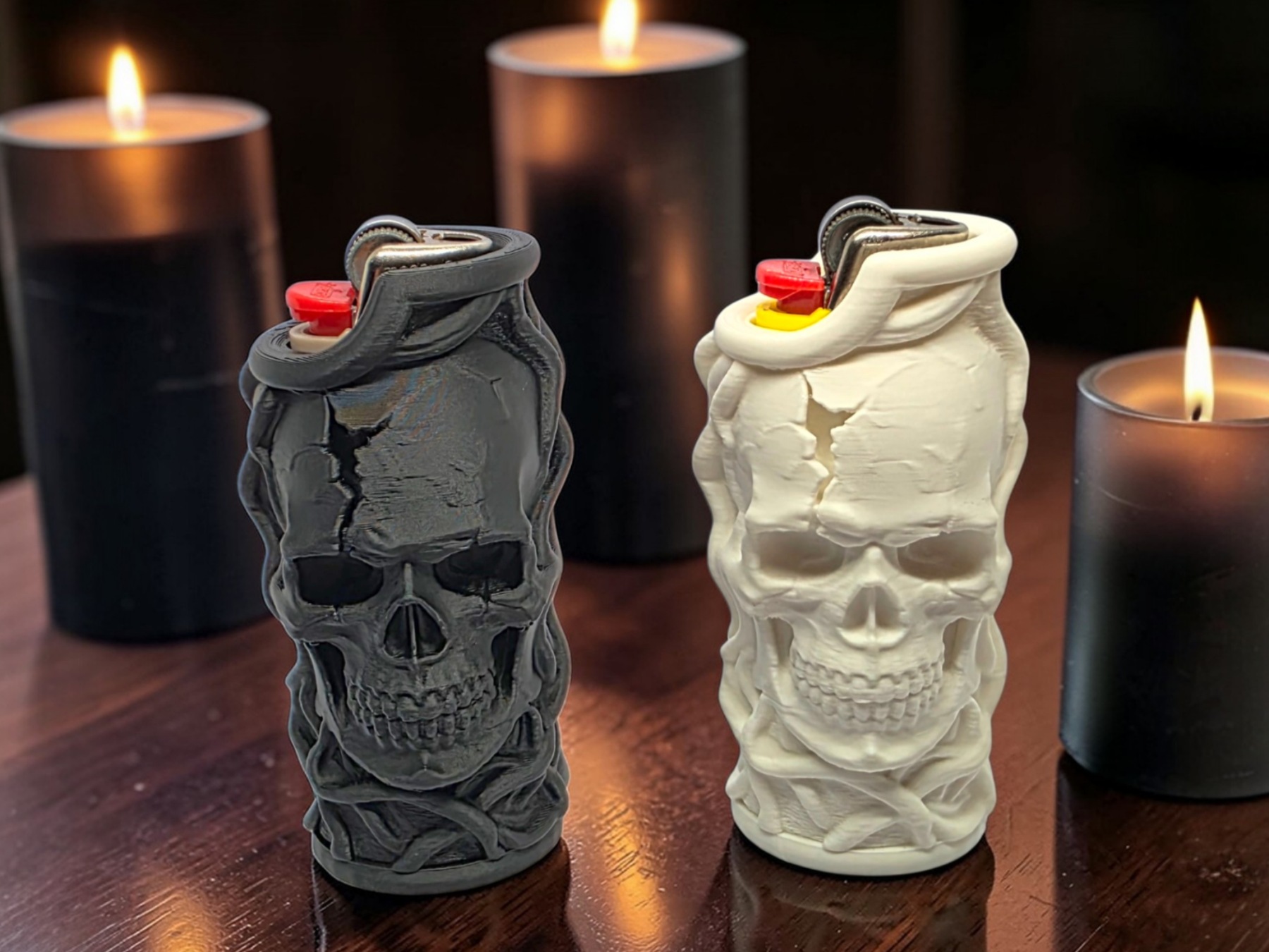 Visuel de référence : Étuis de briquet crâne sculpté