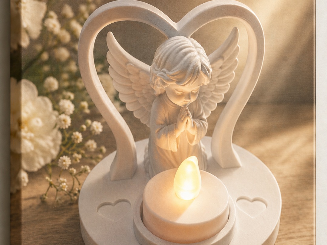 Visuel de référence : Ange cœur avec lumière LED
